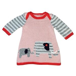 Baby Boden Elephant Sweater Dress 0-3 Months